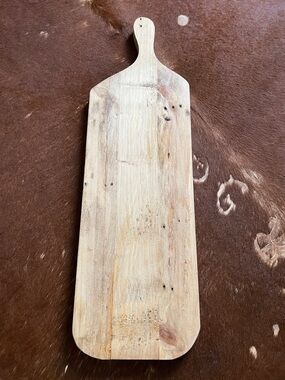 Long Rectangular Wooden Serving Board with Handle - Natural Wood - unfinished